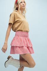 Bailey Gingham Tiered Mini Skirt