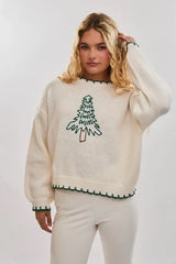 Christmas Tree Embroidered Sweater
