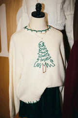 Christmas Tree Embroidered Sweater