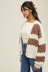 Cleo Textured Striped Sweater Cardigan