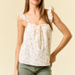 Floral Printed Cotton Eyelet Ruffle Strap