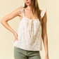 Floral Printed Cotton Eyelet Ruffle Strap