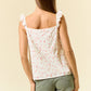 Floral Printed Cotton Eyelet Ruffle Strap
