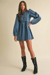 Georgie Denim Bow Mini Dress