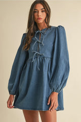 Georgie Denim Bow Mini Dress