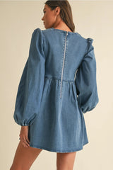 Georgie Denim Bow Mini Dress