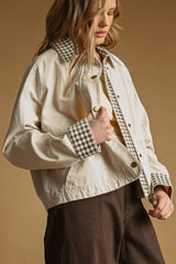 Gingham Collared Twill Jacket