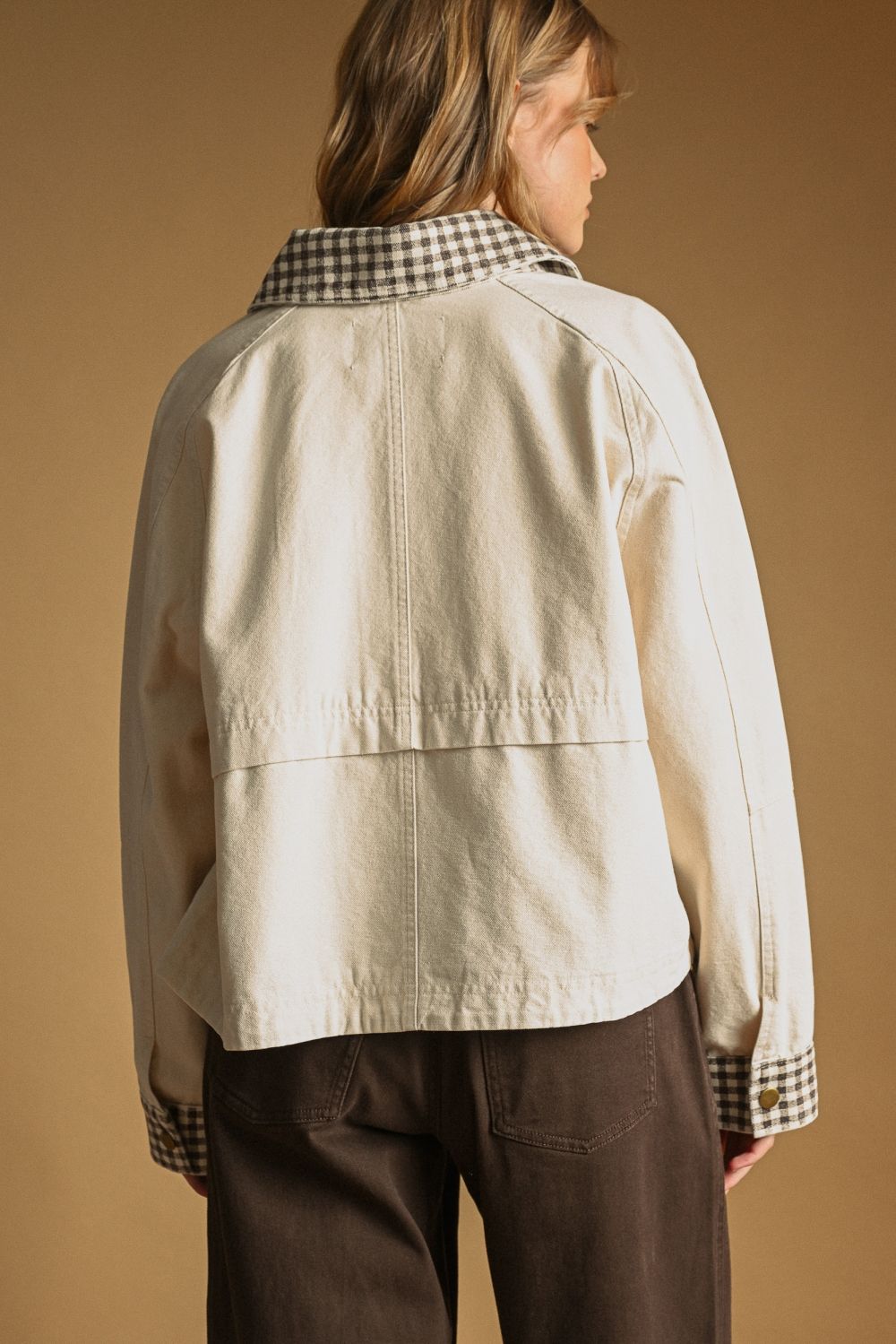 Gingham Collared Twill Jacket