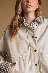 Gingham Collared Twill Jacket