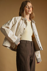 Gingham Collared Twill Jacket