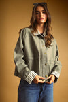 Gingham Collared Twill Jacket