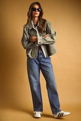 Gingham Collared Twill Jacket