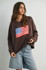 Graphic Knit Long Sleeve Top