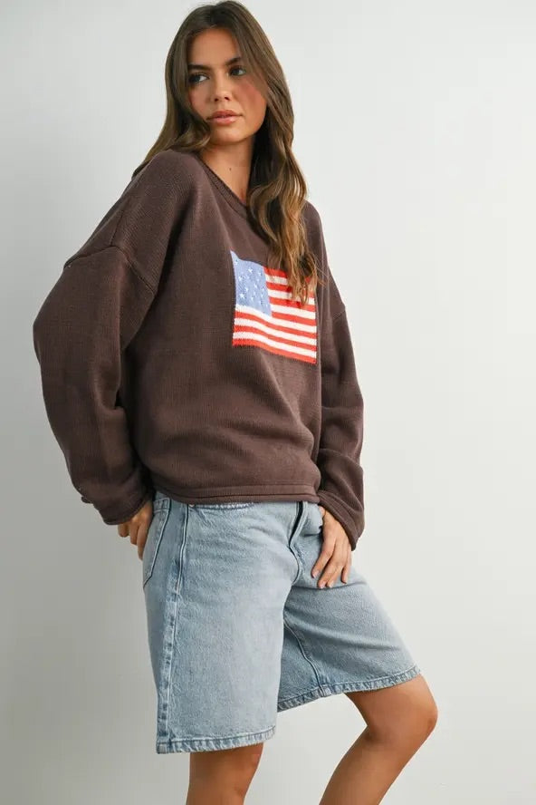 Graphic Knit Long Sleeve Top