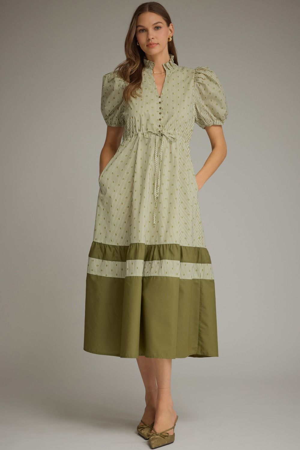 Harper Mixed Print Midi Dress