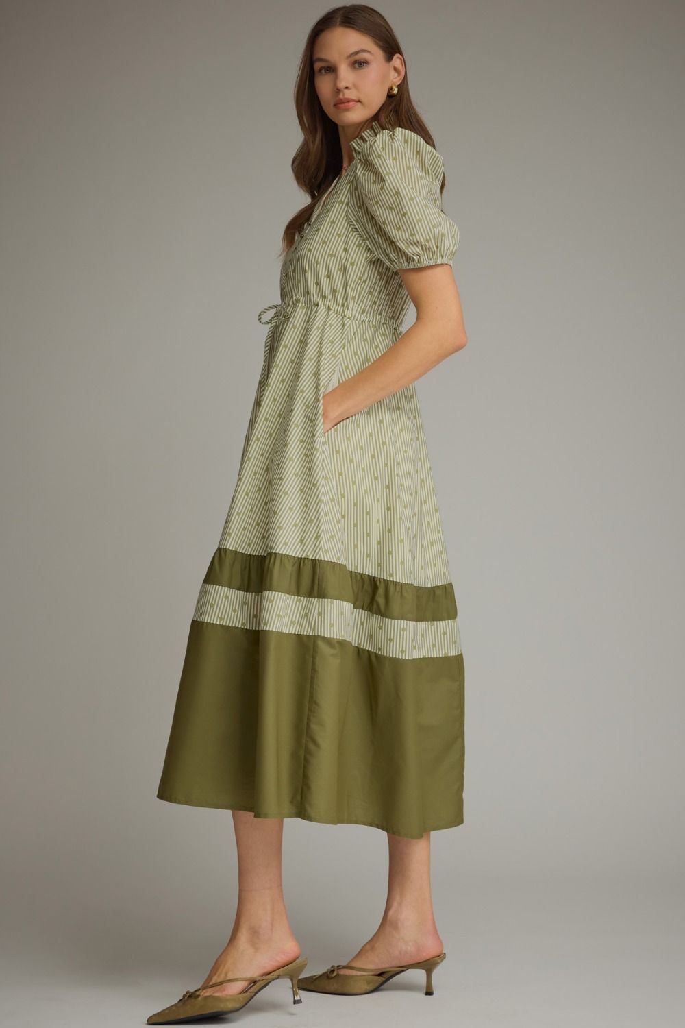 Harper Mixed Print Midi Dress