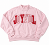 Daisy Mercantile Joyful Mockneck Sweatshirt front embroidery detail (Pink)