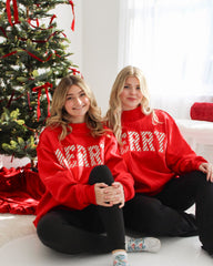 Merry Embroidered Mockneck Sweatshirt