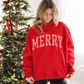 Daisy Mercantile Merry Mockneck Sweatshirt worn for the holidays (Red)