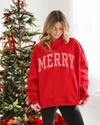 Daisy Mercantile Merry Mockneck Sweatshirt worn for the holidays (Red)