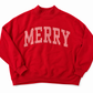Daisy Mercantile Merry Mockneck Sweatshirt front embroidery detail (Red)