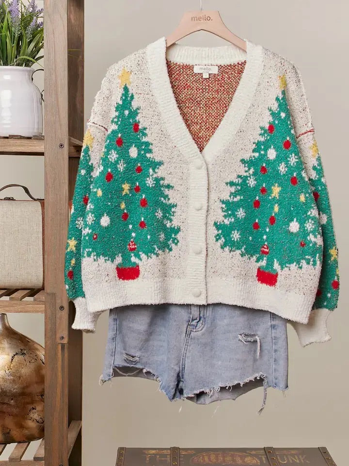 Merry Pine V Neck Cardigan