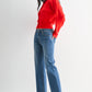 Mid Rise Slim Wide Leg Jean