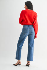 Mid Rise Slim Wide Leg Jean