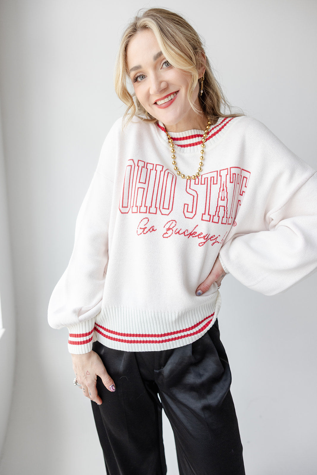 Ohio State Queen Oversized Striped Sweater