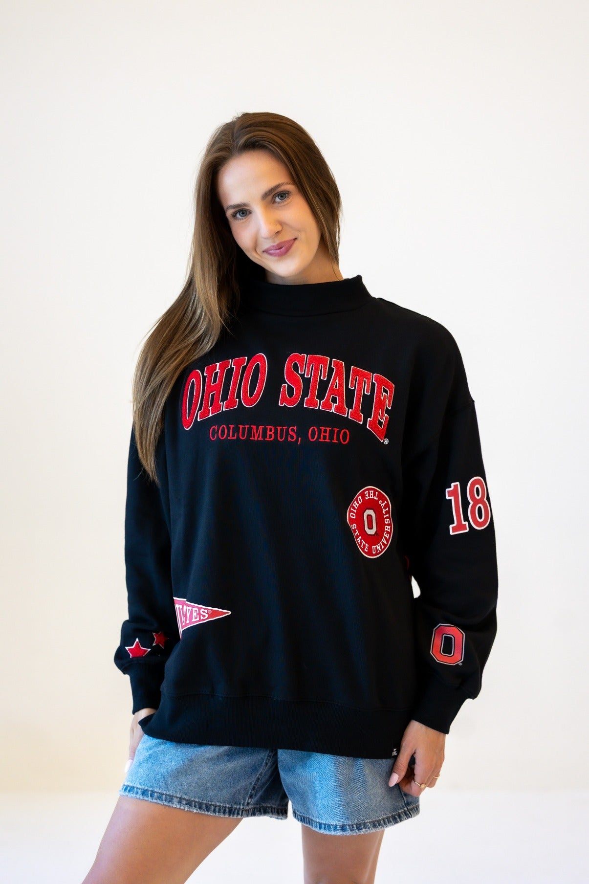 Ohio State All Over Scatter Oversized Funnel Neck