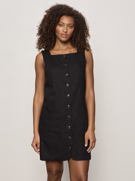 Posh Button Linen Dress