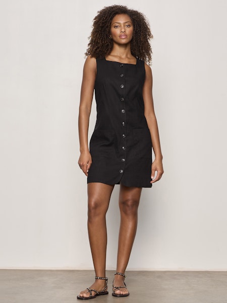 Posh Button Linen Dress