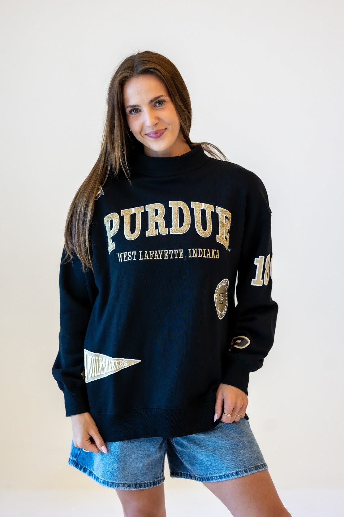 Purdue All Over Scatter Oversized Funnel Neck