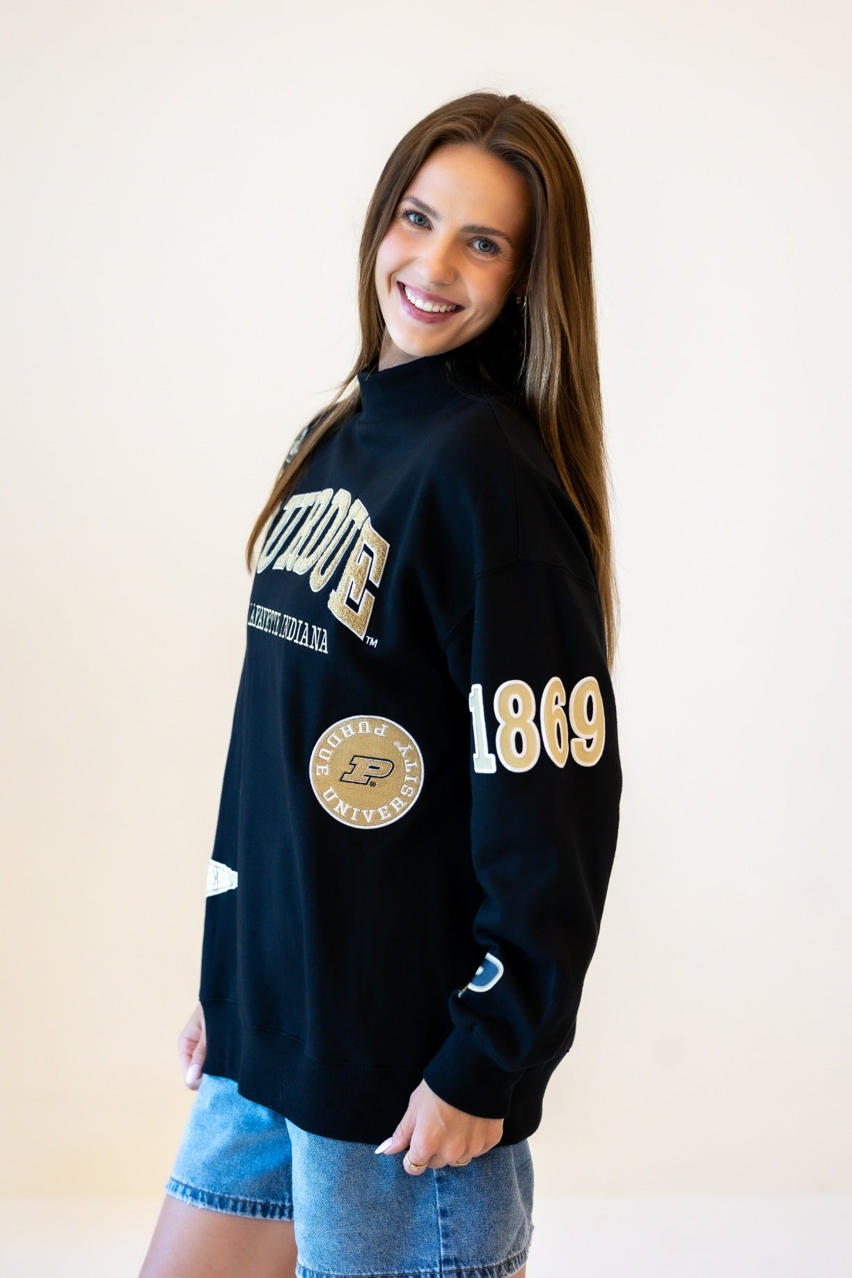 Purdue All Over Scatter Oversized Funnel Neck