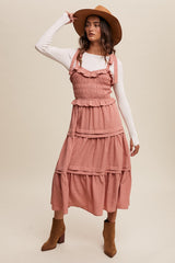 Rosette Tiered Smocked Midi Dress