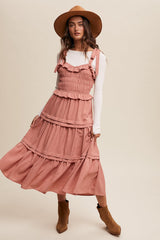 Rosette Tiered Smocked Midi Dress