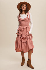 Rosette Tiered Smocked Midi Dress