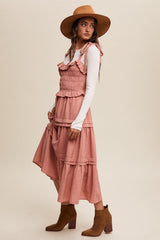Rosette Tiered Smocked Midi Dress