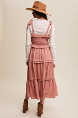 Rosette Tiered Smocked Midi Dress