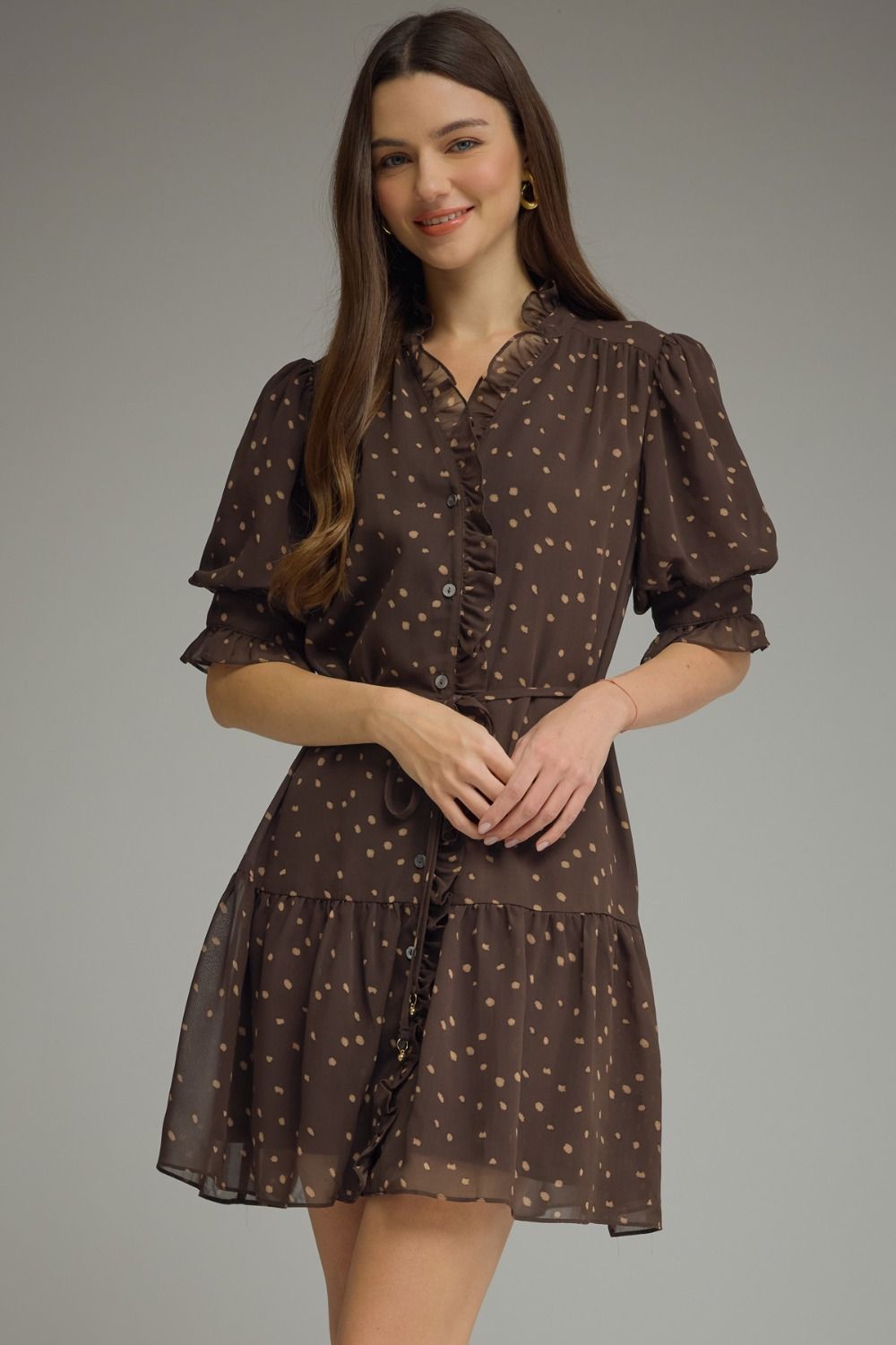 Vivienne Dotted Ruffle Dress