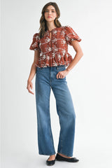 Willa Embroidered Puff Sleeve Blouse