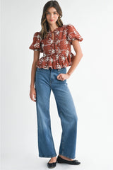 Willa Embroidered Puff Sleeve Blouse