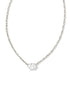 Kendra Scott Cailin Crystal Pendant Necklace In Rhodium Metal White.