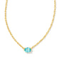 Kendra Scott Cailin Crystal Pendant Necklace In Gold Aqua Crystal.