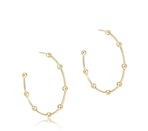 Beaded Simplicity 1.5" Post Hoop - 4mm Gold