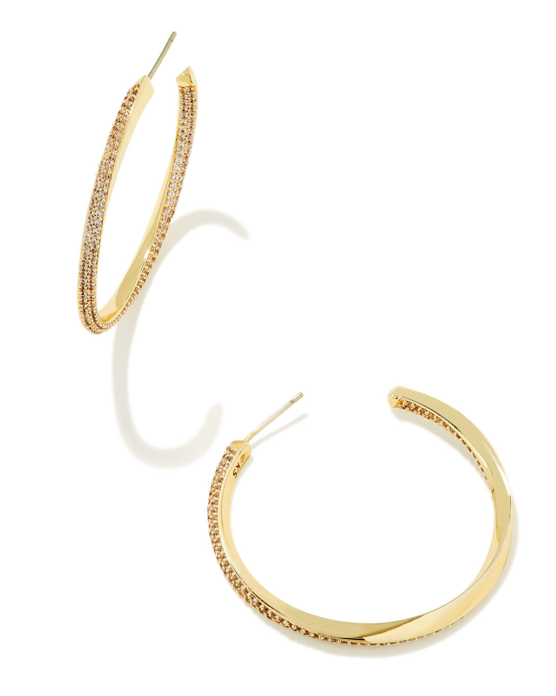 Ella Hoop Earrings Gold White Cz