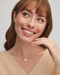Elisa Gold - White Opal Necklace Model View