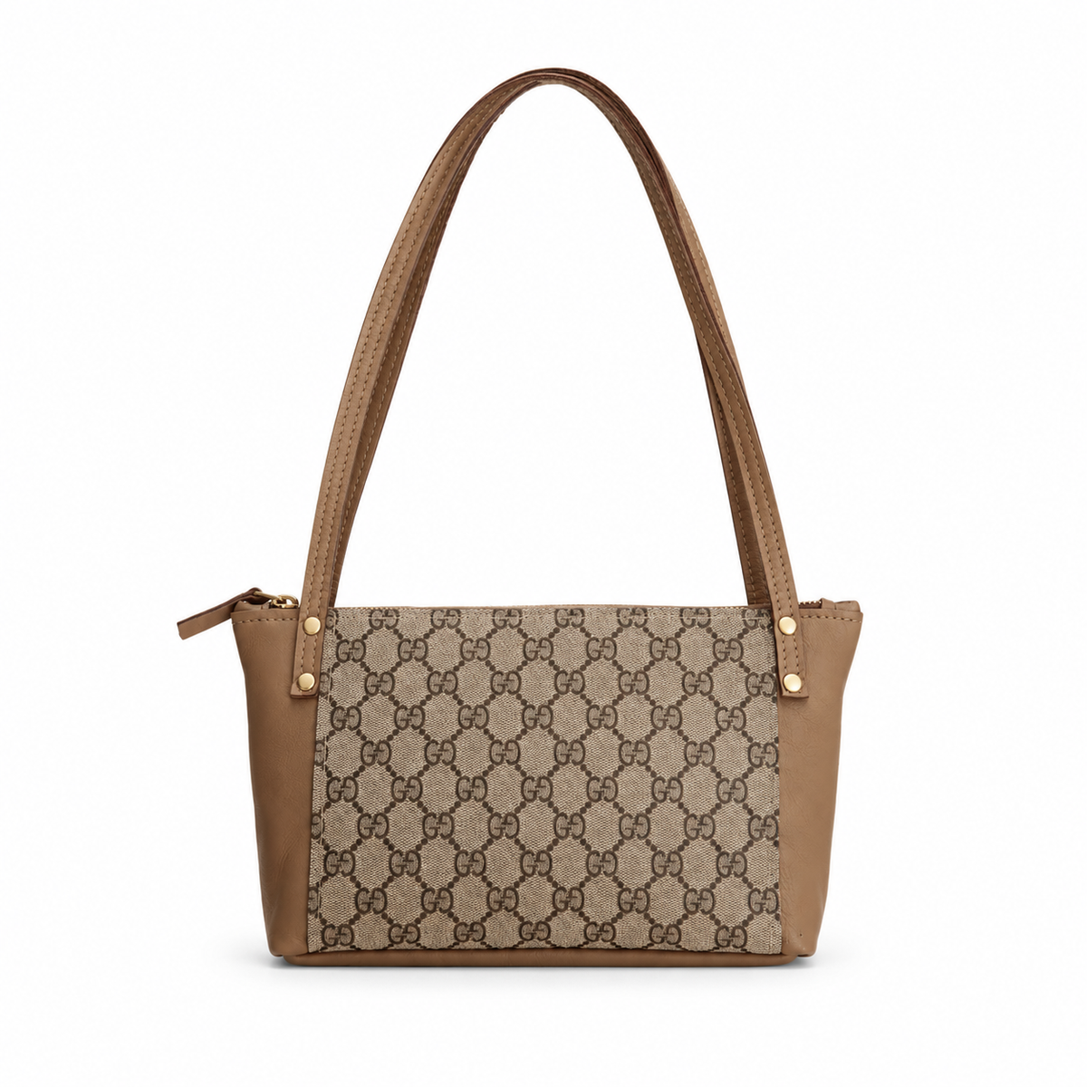 Emma Shoulder Bag - Upcycled Interlock - Mocha Mousse front view
