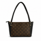 Emma Shoulder Bag - Upcycled Monogram - Black front view