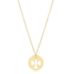 16" Necklace Gold - Guardian Angel Gold Disc